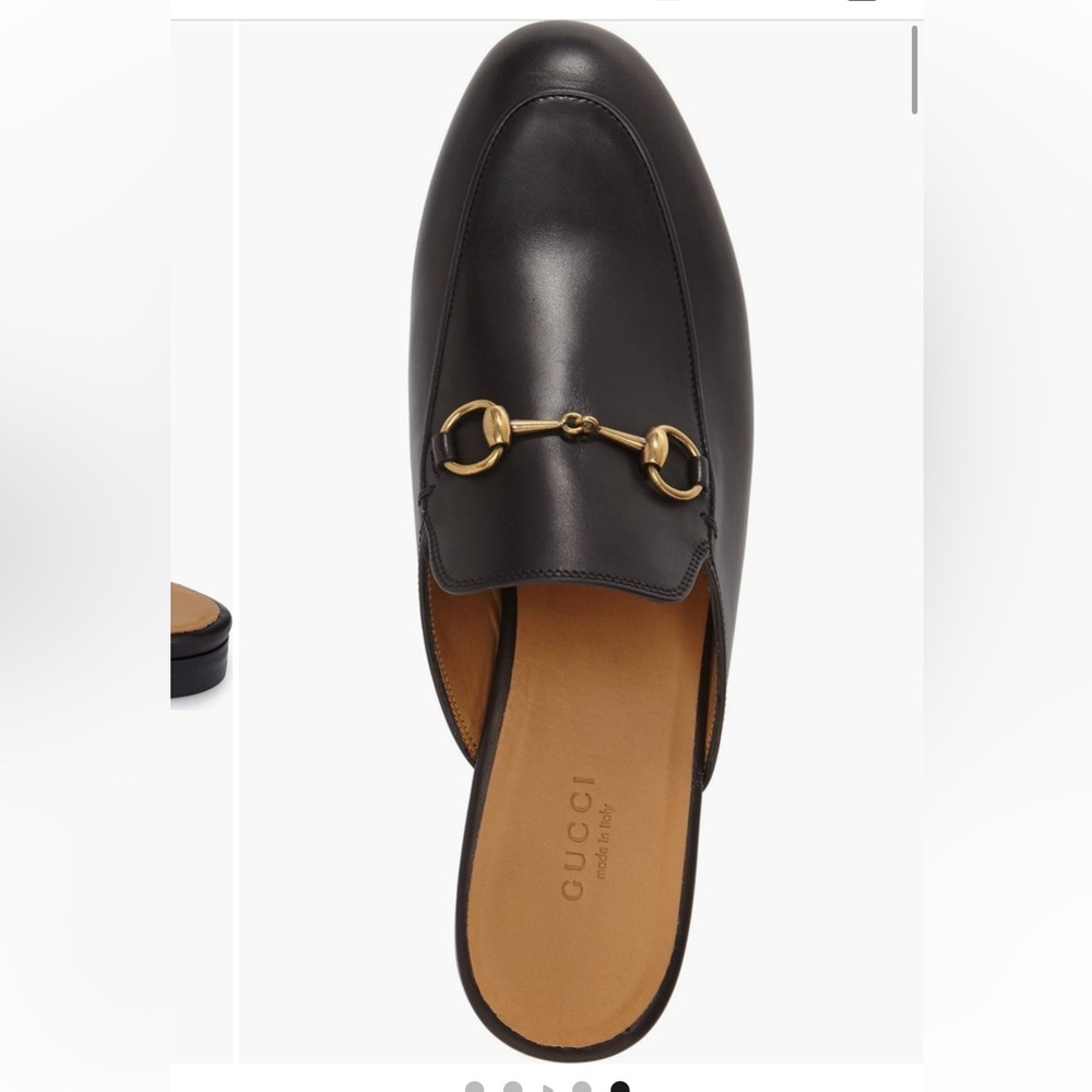 Gucci Princeton Authentic leather slipper slides with classic gold horse bit - Picture 2 of 16